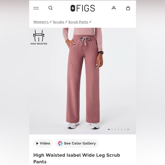 Figs Women's Mauve SET- Scrub Top and Bottoms - Picture 2 of 4